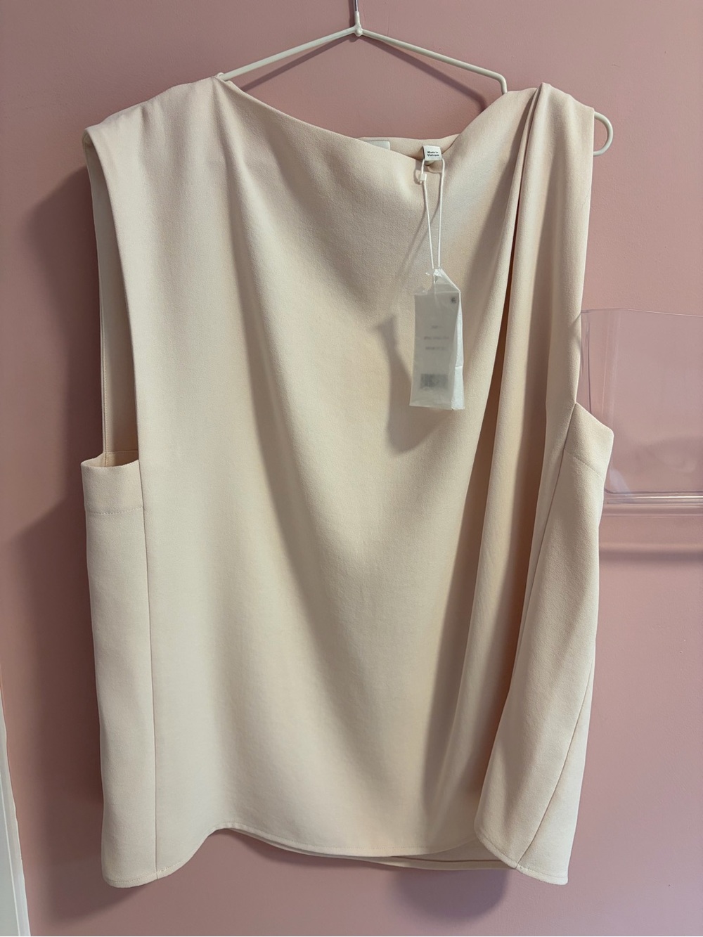 Vince Crepe Draped-Shoulder Sleeveless Top